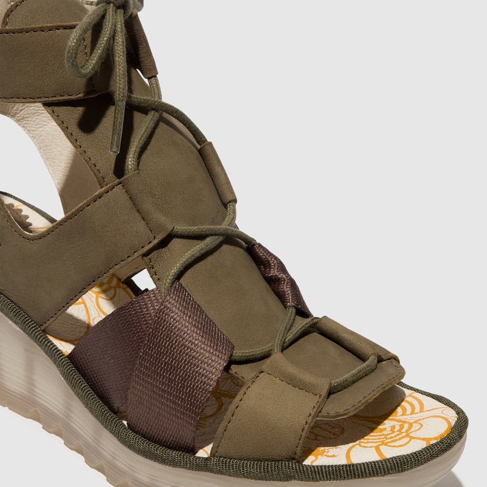 Fly London Gray Wedge Sandals with Adjustable Straps - Picture 7 of 7